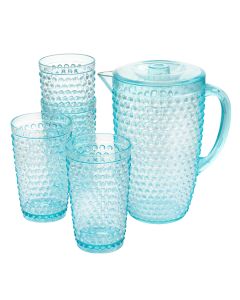 Gibson Home Malone 5 Piece Plastic Pitcher and Tumbler Set in Light Blue
