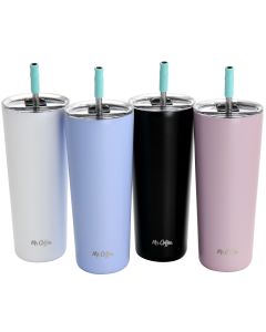 Mr. Coffee Java Quest 4 Piece 23 oz Stainless Steel Tumbler Set with Lids and Straws in Assorted Colors