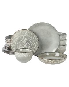Gibson Elite Matisse 16 Piece Stoneware Dinnerware Set in Grey with Reactive Glaze