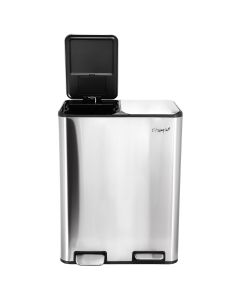 Elama 2 Section 30 Liter/ 8 Gallon Each Section Trash and Recycling Step Bin with Slow Close Mechanism