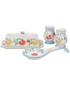 Gibson Elite Anaya 5 Piece Hand Painted Stoneware Table Accessory Set
