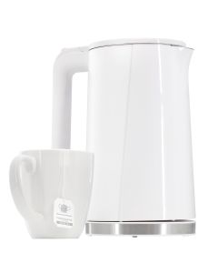 MegaChef 1.8 Quart Stainless Steel Electric Tea Kettle in White