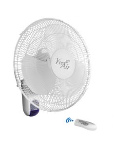 Vie Air 16 Inch 3 Speed Plastic Wall Fan with Remote Control in White